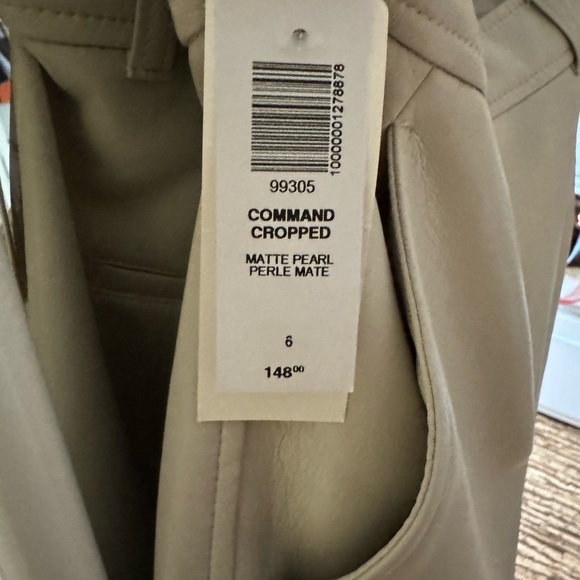 NWT BABATON vegan leather cropped “command” pants on “matte pearl” colour - Picture 4 of 6